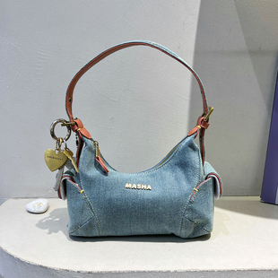玛莎时髦丹宁牛仔布腋下包休闲大容量单肩包女2026春夏新款斜挎包