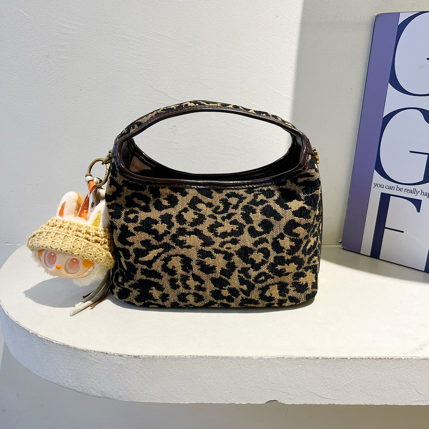 小众时髦豹纹帆布手提包精致挂饰单肩包女包2025新款子母包斜挎包,箱包皮具/热销女包/男包,通用款女包,淘宝优惠券,粉丝福利购,淘宝优惠卷