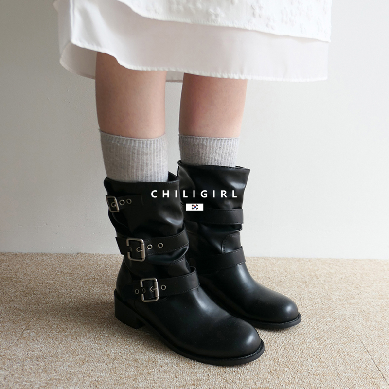 CHILIGIRL帅气中性皮带扣短靴