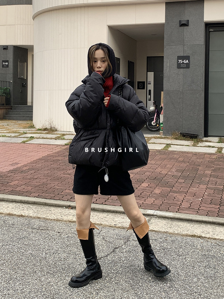 CHILIGIRL 가을 겨울 여성용 한국 동대문 부츠 두꺼운 밑창 두꺼운 굽 둥근 머리 기사 부츠 멋스럽고 달콤하고 시원합니다