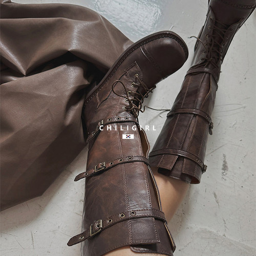 CHILIGIRL复古棕色骑士靴