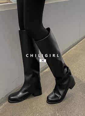 CHILIGIRL韩国东大门高筒靴方跟