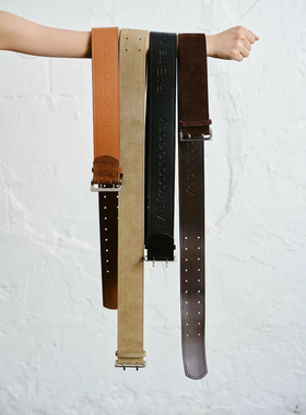 官方授权FAEfreeandeasy磨砂绒面定制LOGO四色真皮宽版腰带皮带