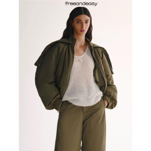 展领连帽羽绒夹克短款 正品 space keep 大翻领外套女 授权FAE