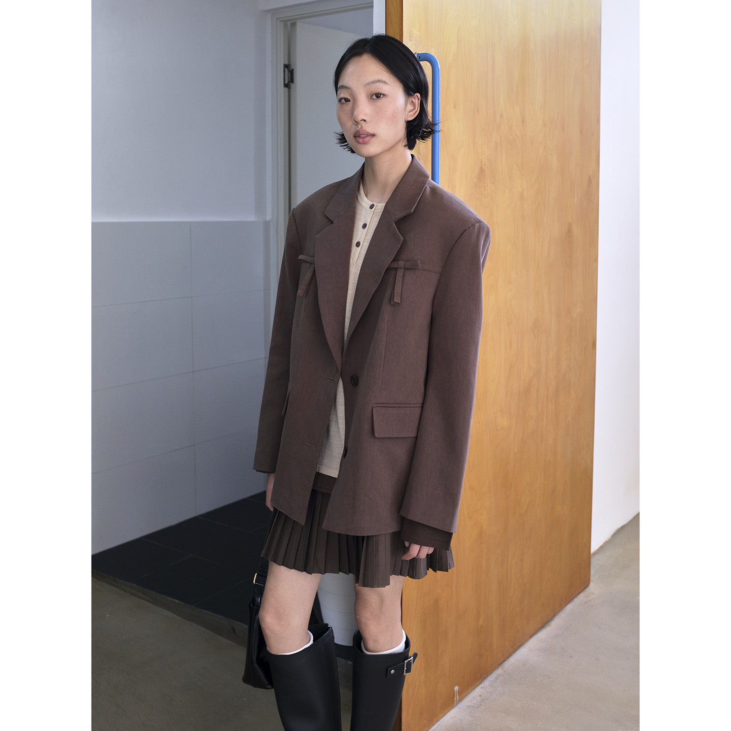 .e1设计师品牌 25AW 秋新品 学院风休闲宽版西装原创气质外套