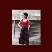 晚时光自制复古方领背心吊带 酒红色螺纹吊带休闲黑色背心遮副乳