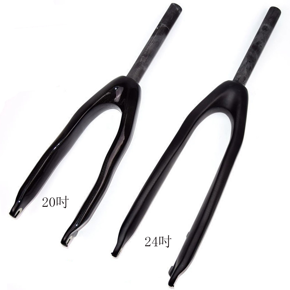 全碳纤维山地自行车攀爬车 3K纹直管前叉碟刹版无避震碳叉开档100