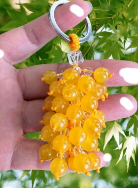 黄玉髓水晶葡萄手机链钥匙扣汽车挂件订制包挂饰品生日礼物七彩炫
