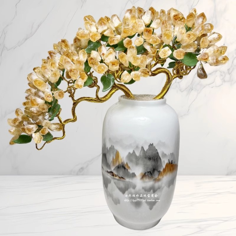 大颗粒黄紫水晶发财树花瓶搬家酒柜玄关客厅婚房桌面摆件生日礼物,饰品/流行首饰/时尚饰品新,摆件,淘宝优惠券,粉丝福利购,淘宝优惠卷