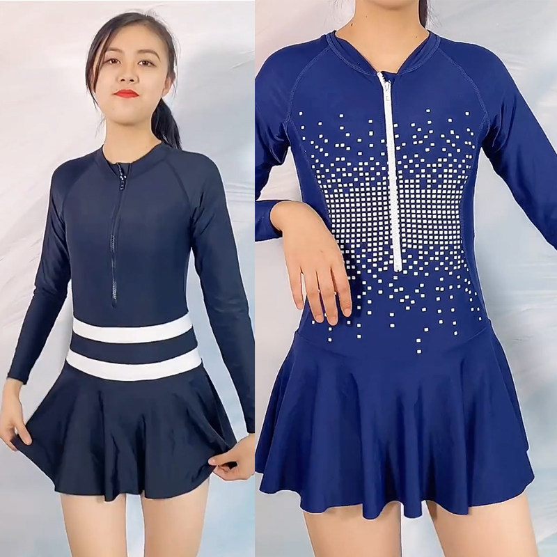 连体游泳衣MYLEDI防晒裙式女士