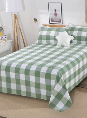 老粗布床单单件纯棉加厚加密100全棉单人双人大尺寸格子棉麻被单