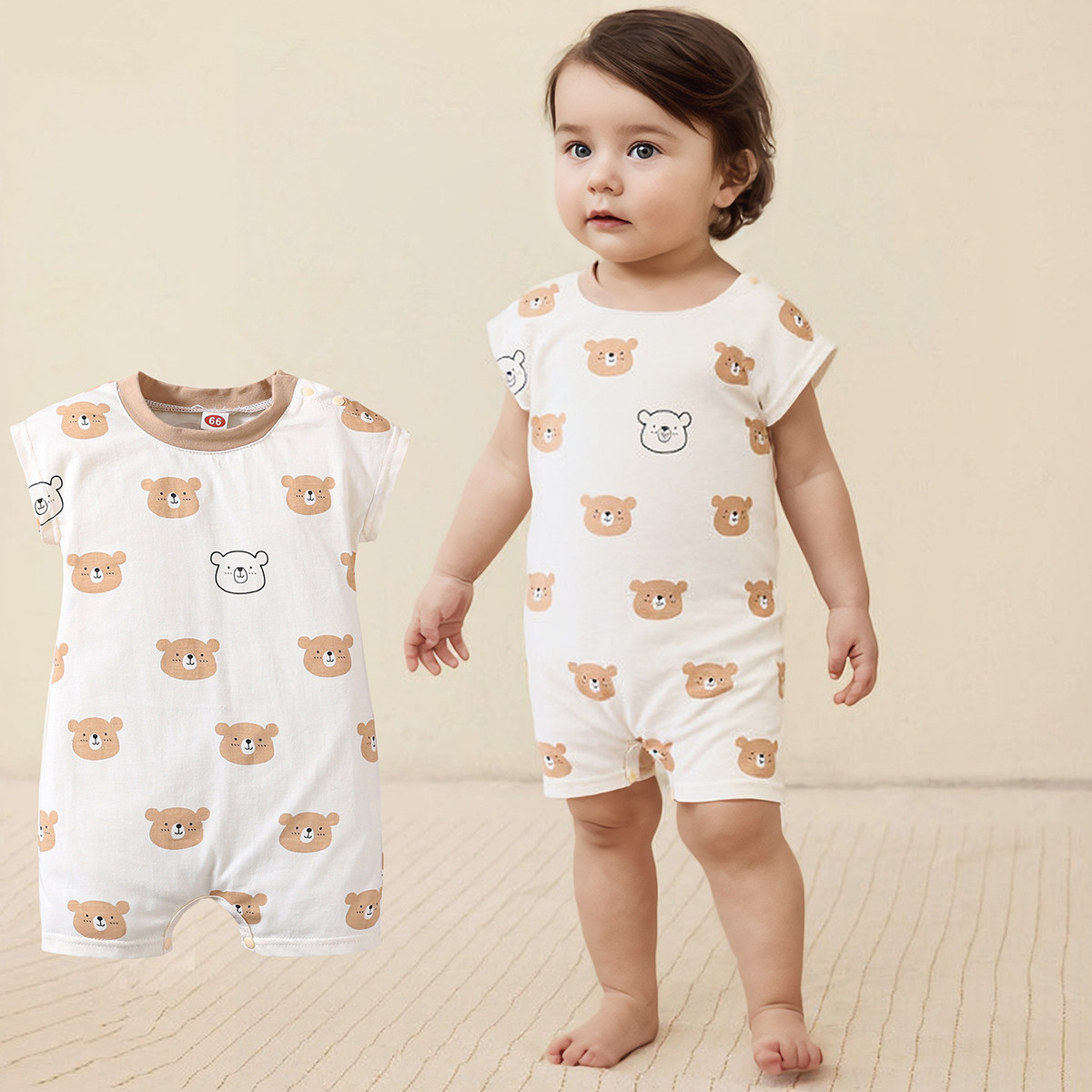 婴儿衣服夏季薄款新生儿连体衣外出男女宝宝纯棉睡衣夏装哈衣爬服