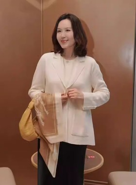 轻熟简约风西装领开衫毛衣女2025新款百搭显瘦外套