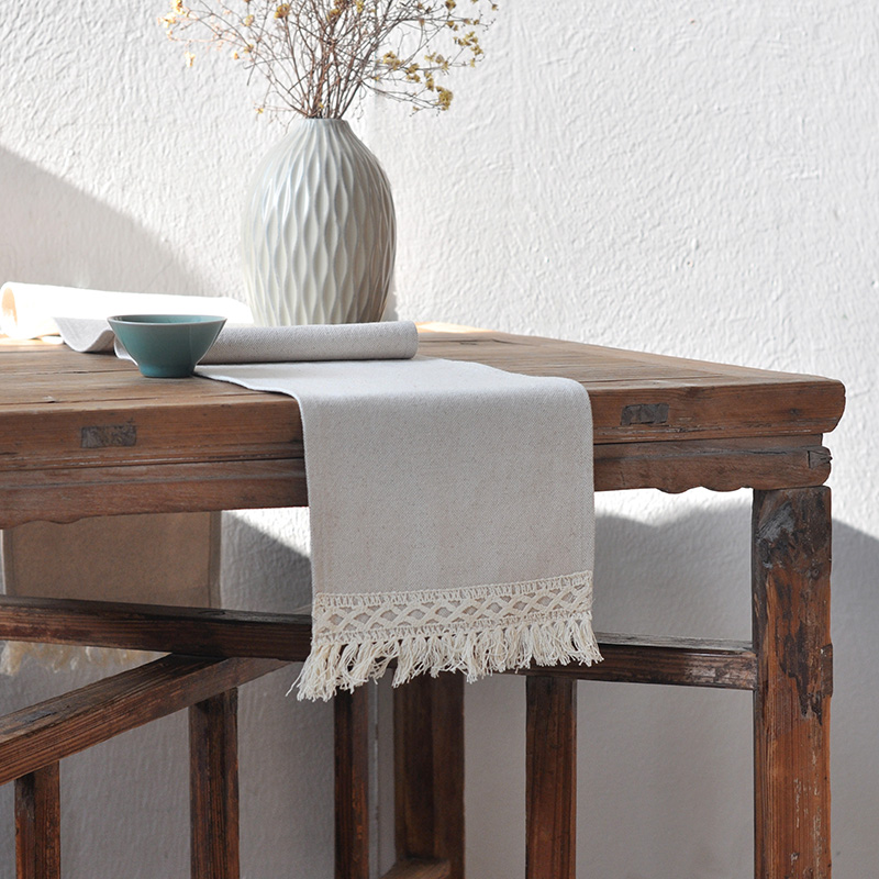 本原餐桌桌旗茶席盖布棉麻纯色