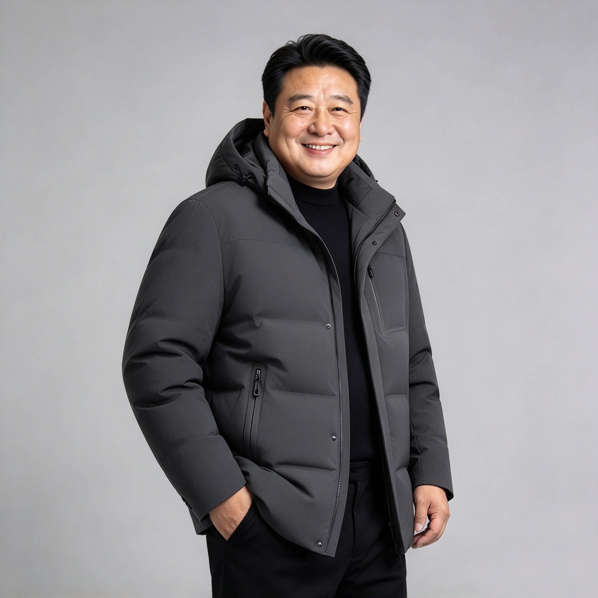 中老年人胖子男士爸爸加肥加大码宽松大版可脱内胆帽子活面羽绒服