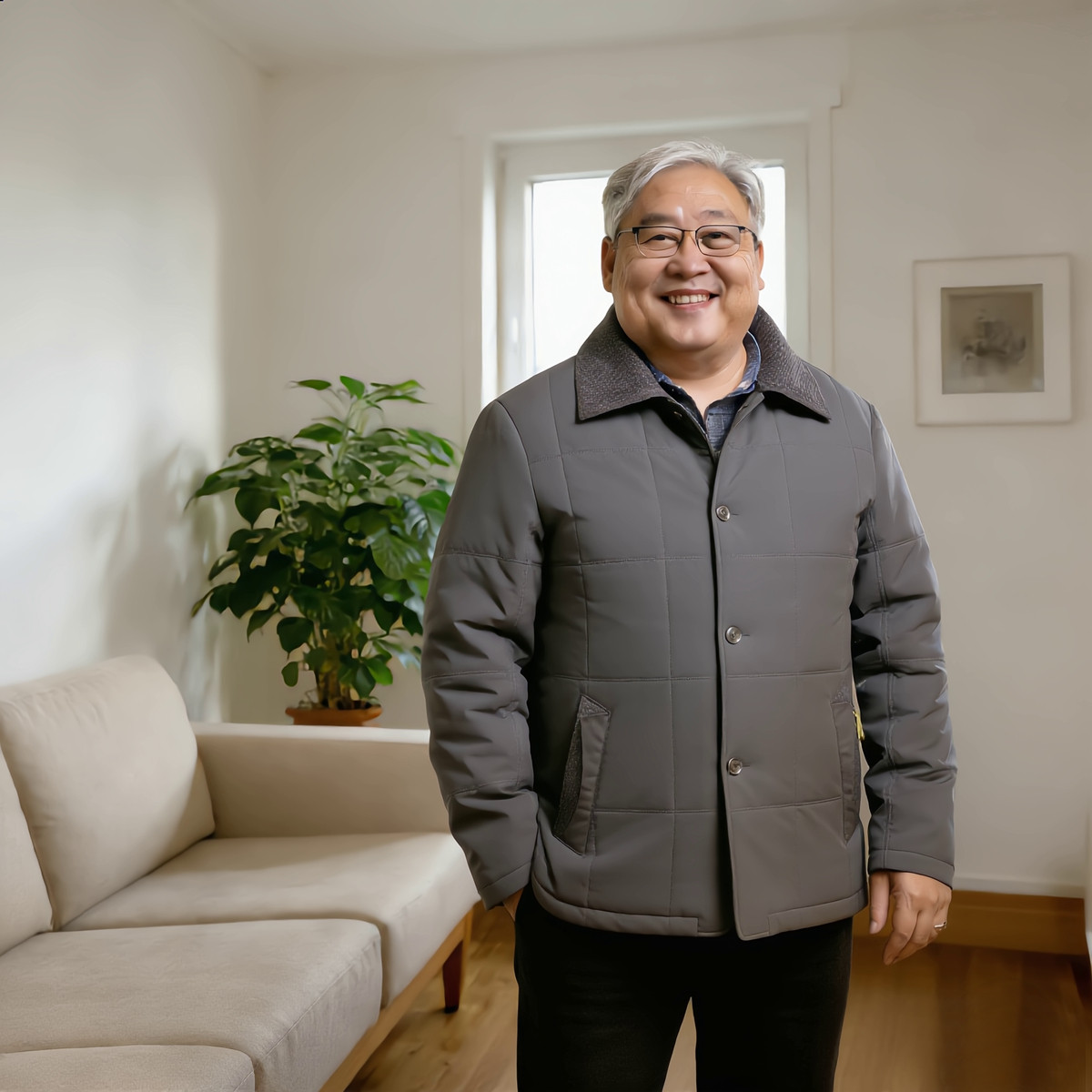 中老年人爸爸秋冬季男装加肥加大码胖子翻领可折宽松棉衣棉袄60岁