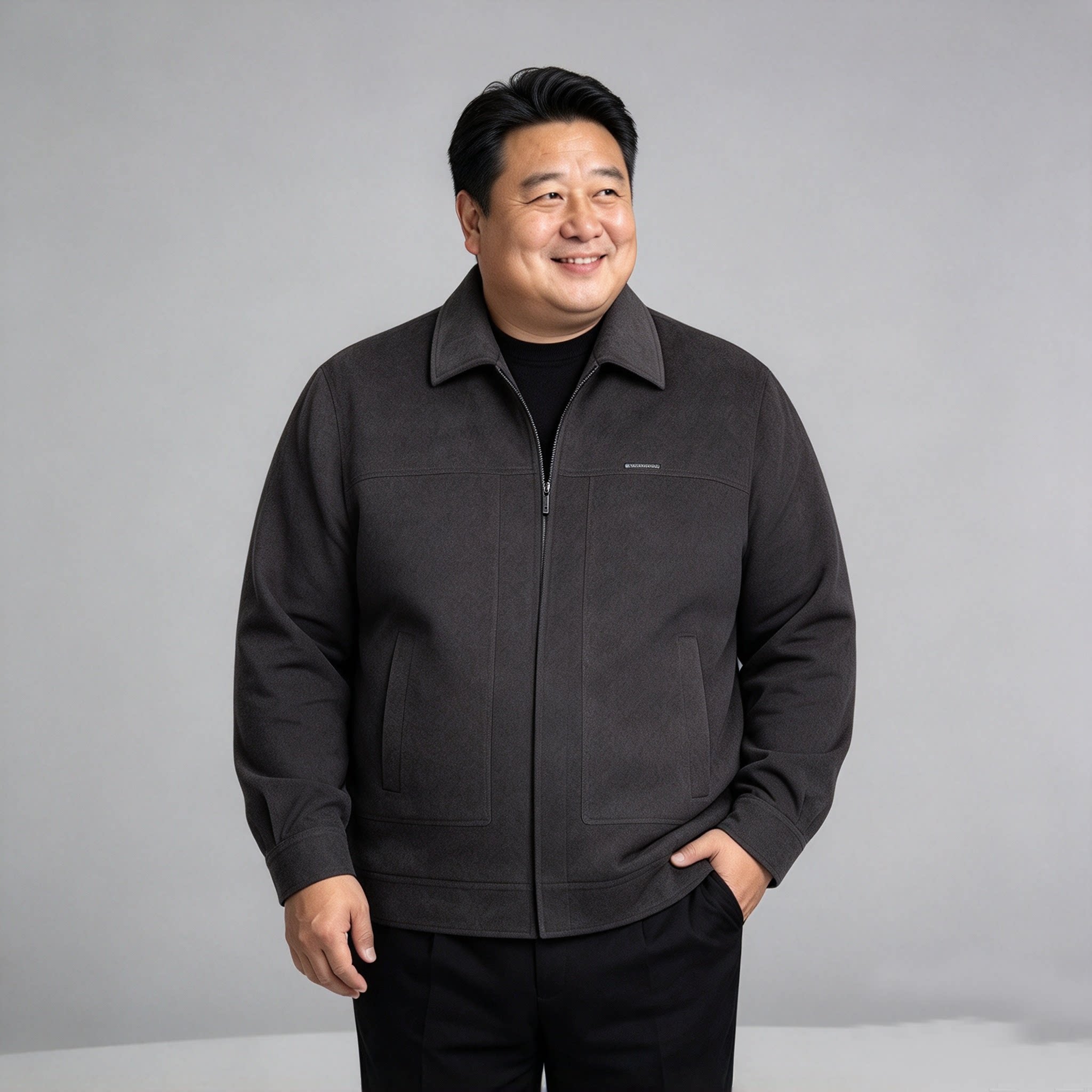 中老年人胖子男士爸爸加肥加大码宽松大版秋冬装特肥仿皮羽绒服