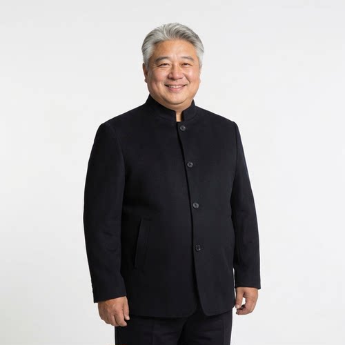 中老年人春秋季胖子爸爸男士加肥加大码宽松型立领中国风外套夹克
