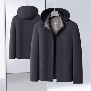 中老年人胖子父亲加肥加大码宽松大版男士外套防寒可脱帽子羽绒服