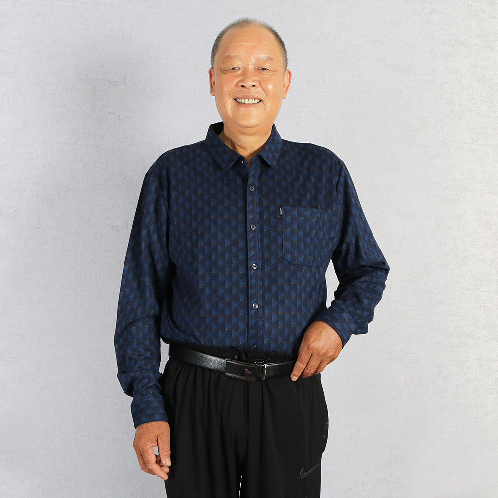 新中老年爸爸春秋季长袖衬衫加肥加大码胖子男士衬衣宽松格子显瘦