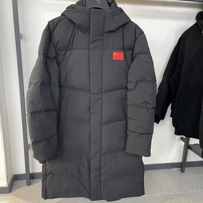 安踏2025冬男防泼水中长款羽绒服