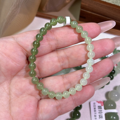 天然和田玉晴水手串6mm转运珠女DIY串珠散珠子渐变手链女士款