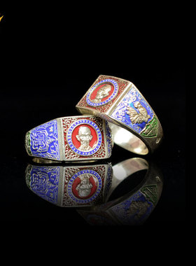 【泰和缘】龙婆瑞纯银珐琅彩戒指钱袋带印现货52.54.56号泰国佛牌