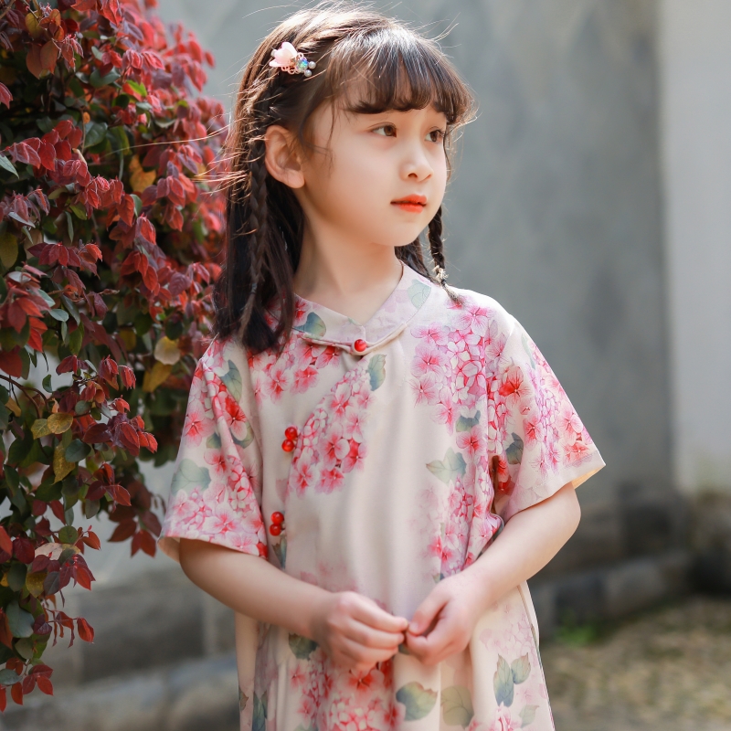 叙罗儿童旗袍宽松连衣裙女童汉服