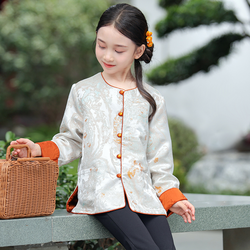 男女童唐装秋季儿童长袖新中式外套两面穿对襟上衣高级感古风童装
