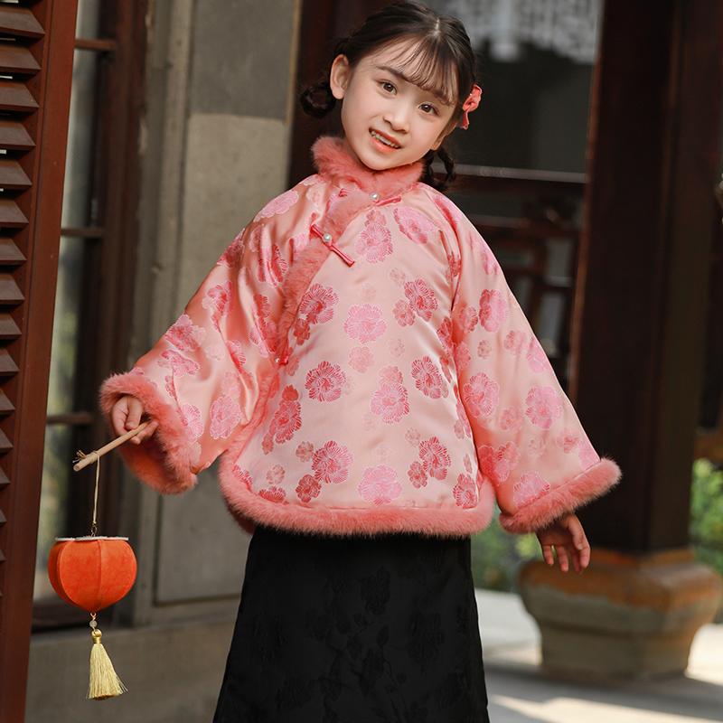 叙罗儿童旗袍女童秋冬季新款夹棉