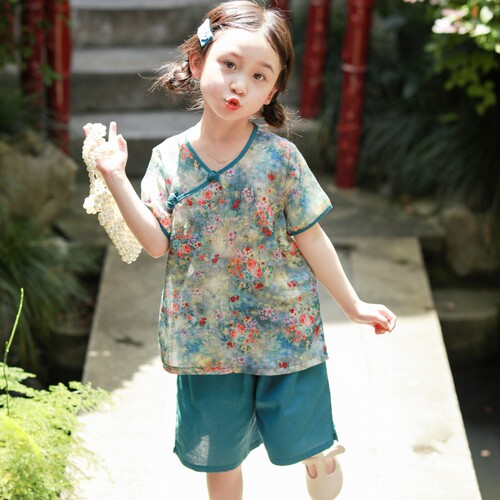 叙罗儿童汉服套装女童中国风童装