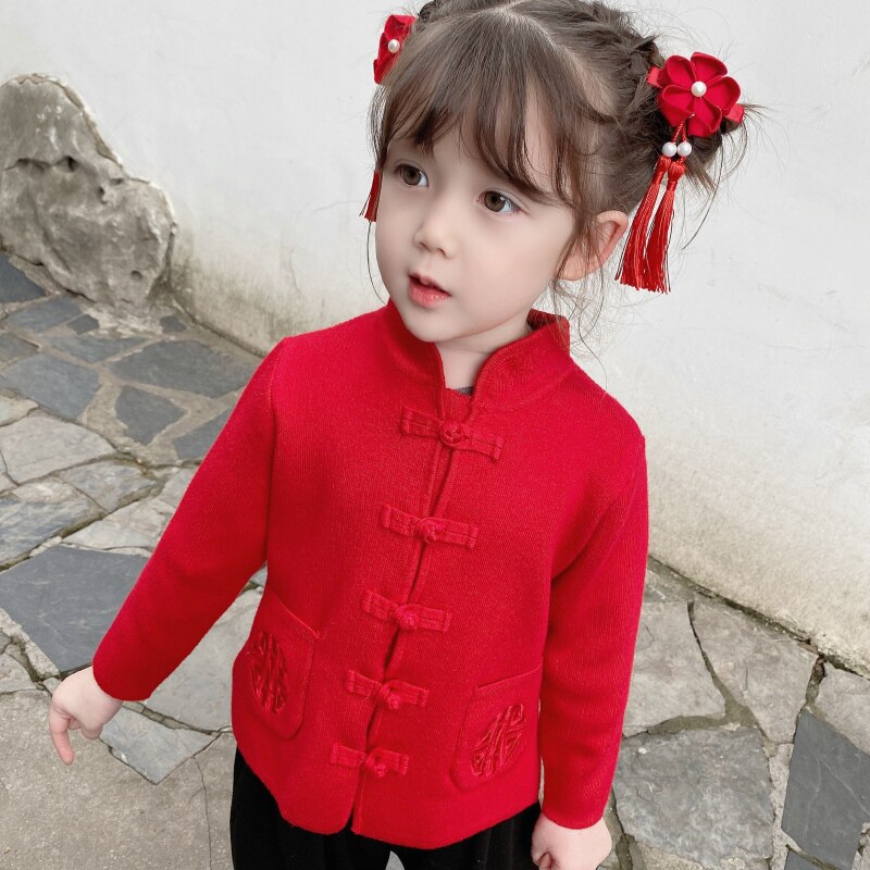 儿童秋季中国风红色针织毛衣唐装宝宝立领开衫男女童拜年服潮洋气,童装/婴儿装/亲子装,唐装,淘宝优惠券,粉丝福利购,淘宝优惠卷