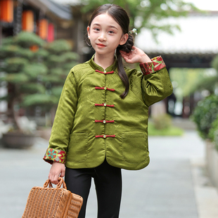 秋冬季男女童唐装女孩中国风拜年服对襟汉服儿童新中式两面穿外套