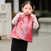中国风背心儿童拜年服古风外套 新款 叙罗女童新中式 马甲2026年冬季