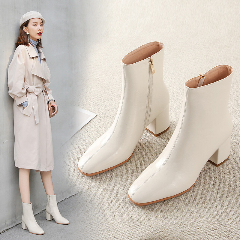 真皮秋冬高跟鞋时尚百搭短靴