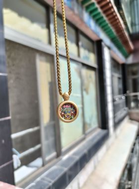 西藏拉萨纯手绘扎基拉姆1.5指尖小唐卡拉萨直发全国包邮小项链