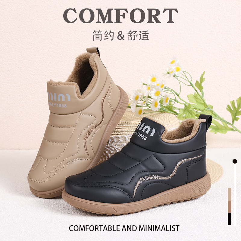 老北京布鞋中老年妈妈女棉鞋聚氨酯软底防滑加绒加厚雪地靴耐磨