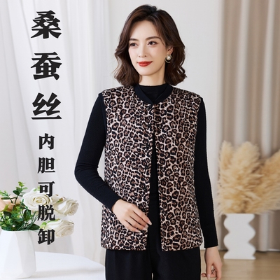 桑蚕丝棉袄背心加厚可脱卸内胆