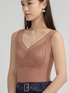 香月明美塑身背心女带胸垫一体春秋薄收腰显瘦内搭外穿打底65807