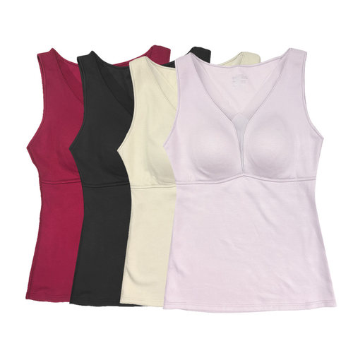 菲卡诗秋冬保暖背心女带胸垫一体聚拢塑身蚕丝磨毛山羊绒打底5307