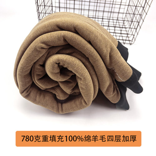 侨尼亚100%棉羊毛填充保暖裤女加厚冬季高腰修身护膝棉裤防寒379