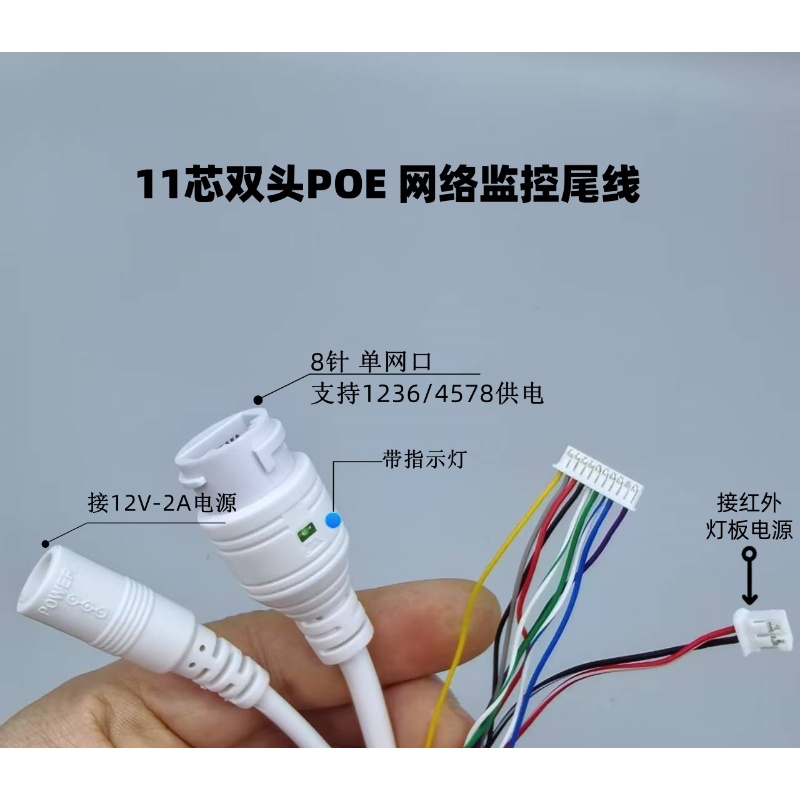 十一芯双头POE监控尾线七件包邮