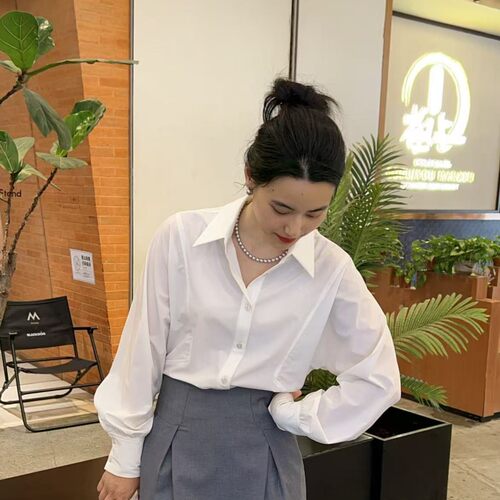 法式简约设计感宽松百搭衬衫女装2023秋季新款 长袖别致上衣RC101