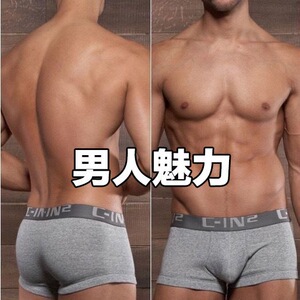 cin2纯棉男士内裤男人平角裤四角裤高弹力品质3d囊设计自然立体帅