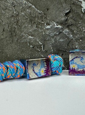 彩钛【梵高星空】钛合金坠子玩具EDC伞绳挂坠尾绳项链坠刀坠