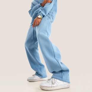 直筒长裤 辉先生秋冬季 保暖纯色宽松运动裤 休闲卫裤 潮 加绒加厚男士