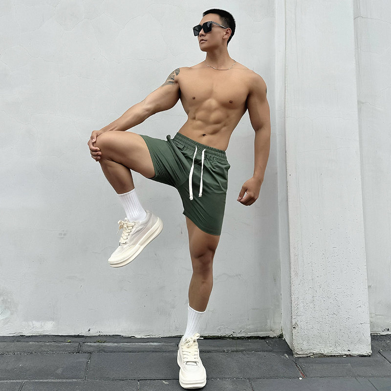 辉先生夏季男士纯棉四分裤纯色弹力吸汗透气运动健身大码休闲短裤