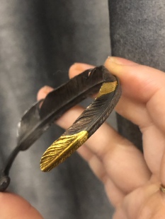 造物星球一一错金银工艺羽毛手镯,孤品,需订制纯银,情侣款簪刻