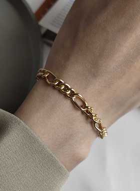 造物星球925纯银镀金混搭手链