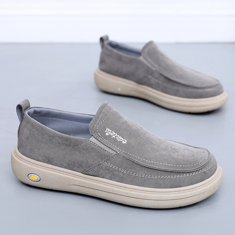 老北京布鞋男2026新款厚底爸爸鞋一脚蹬软底透气男士休闲帆布鞋